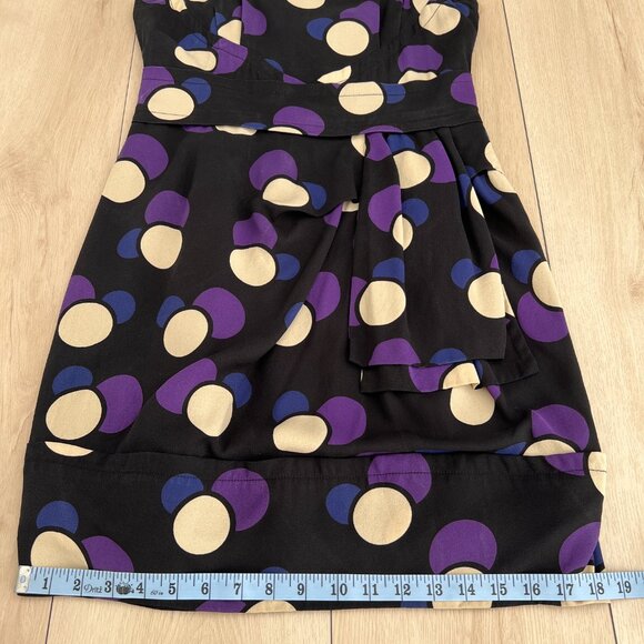 Marc by Marc Jacobs Black & Purple Polka Dot Silk Mini Dress Size 4 /Maximalism - Picture 13 of 16